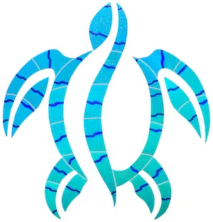 Artistry In Mosaics Fusion Islander Turtle Porcelain Pool Design 13" x 12"